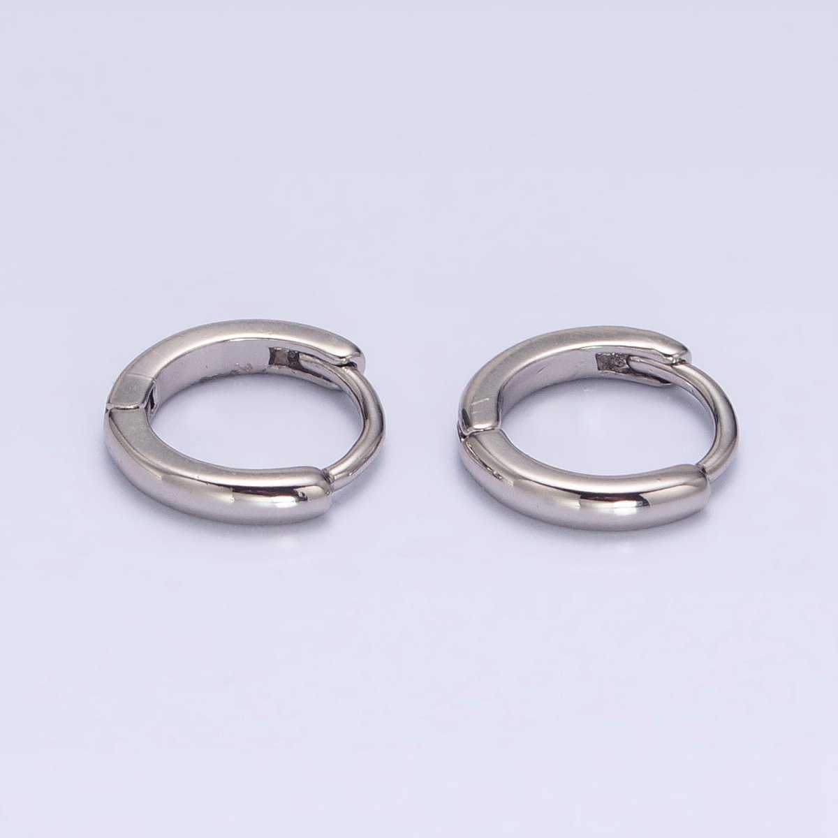 White Gold plated Mini Thin 11mm Cartilage Huggie Earrings | AD1416 - DLUXCA