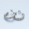 White Gold plated Minimalist Silver Hoop Earrings | AD - 688 - DLUXCA