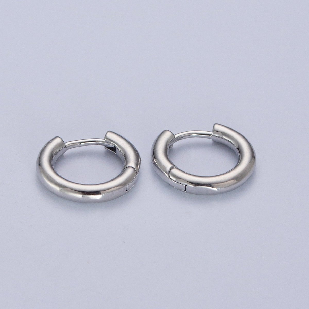 White Gold plated Minimalist Silver Huggie Hoop Earrings P-327 P-328 P-329 P-330 P-331