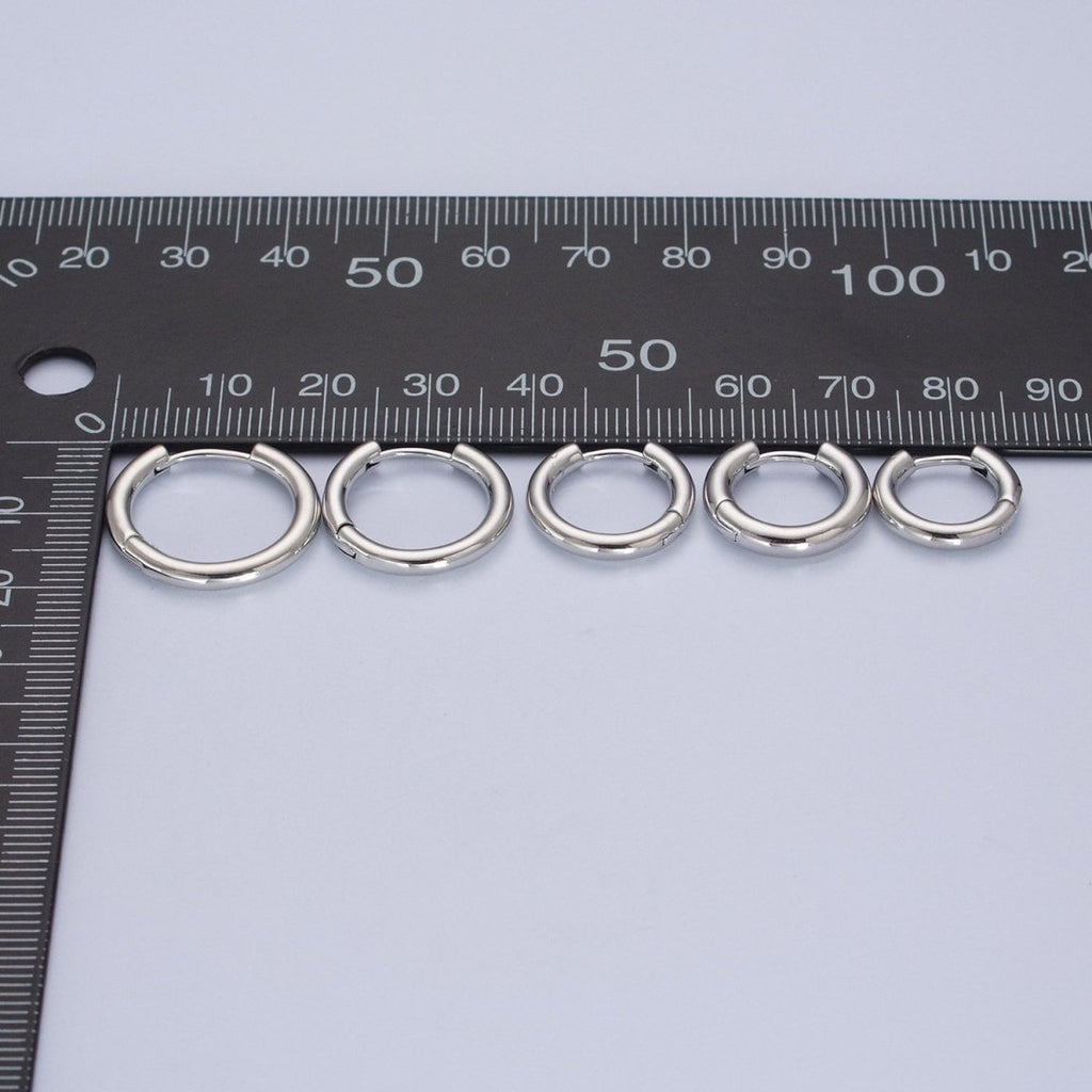 White Gold plated Minimalist Silver Huggie Hoop Earrings P-327 P-328 P-329 P-330 P-331