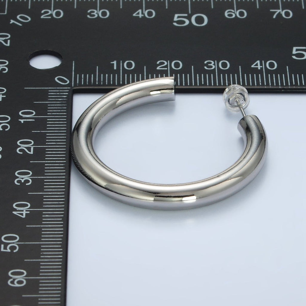 White Gold plated Minimalist Silver Tube Hoop Earrings | AD - 638 - DLUXCA