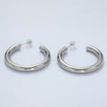 White Gold plated Minimalist Silver Tube Hoop Earrings | AD - 638 - DLUXCA