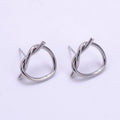 White Gold plated Open Heart Tied Knot Minimalist Stud Earrings | AB1276 - DLUXCA