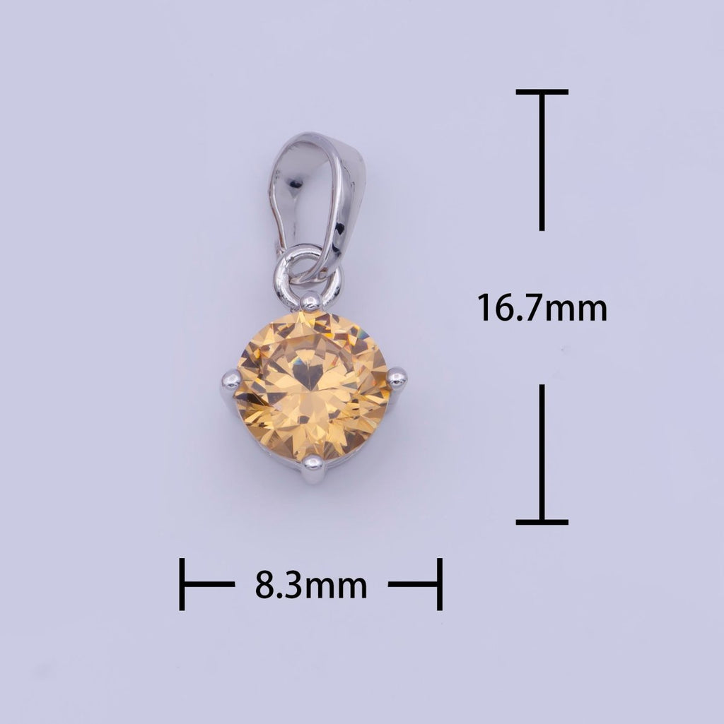White Gold plated Peach Solitaire Round Cubic Zirconia Gemstone For DIY Necklace Making | X-528 - DLUXCA