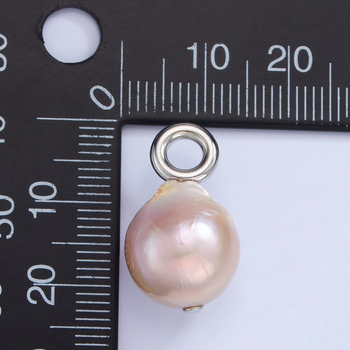 White Gold plated Purple Freshwater Pearl Button Drop Pendant | P1702 - DLUXCA