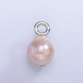 White Gold plated Purple Freshwater Pearl Button Drop Pendant | P1702 - DLUXCA
