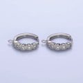 White Gold plated Rounded Clear CZ Open Loop 16.5mm Huggie Earrings Supply | Z-324 - DLUXCA