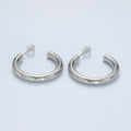 White Gold plated Silver Chunky Tube Hoop Earrings | AD - 641 - DLUXCA