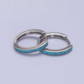 White Gold plated Turquoise Lined 17mm Minimalist Endless Hoop Earrings | AB1052 - DLUXCA