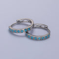 White Gold plated Turquoise Micro Paved 17mm Endless Hoop Earrings | AB1040 - DLUXCA