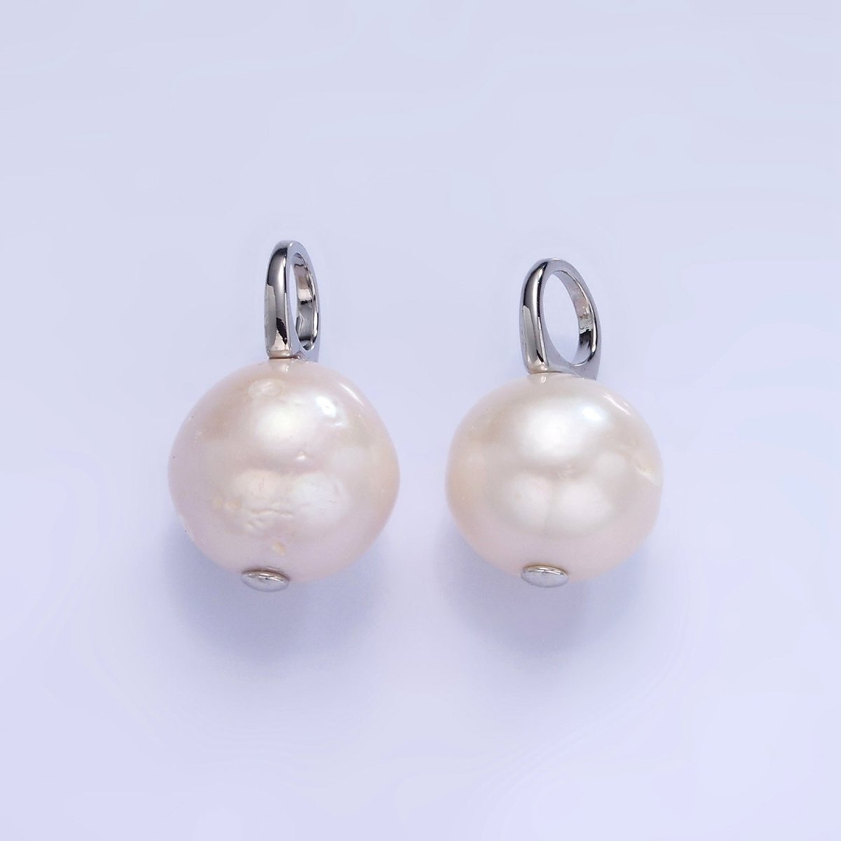 White Gold plated White Freshwater Pearl Drop Pendant | P1714 - DLUXCA
