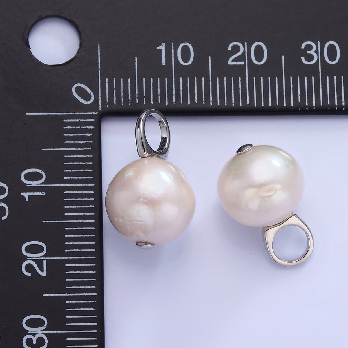 White Gold plated White Freshwater Pearl Drop Pendant | P1714 - DLUXCA
