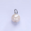 White Gold plated White Freshwater Pearl Drop Pendant | P1714 - DLUXCA
