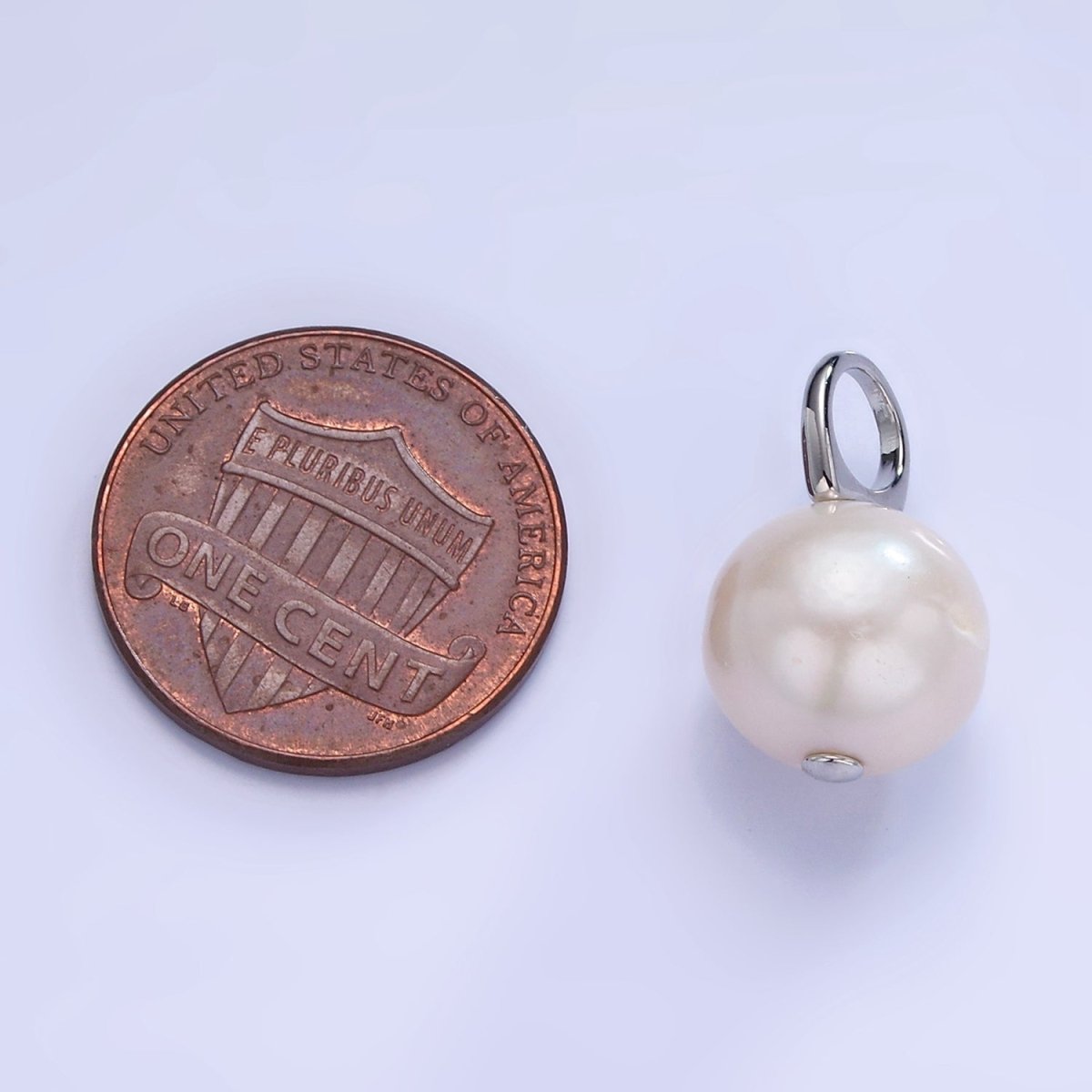 White Gold plated White Freshwater Pearl Drop Pendant | P1714 - DLUXCA