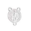 White Gold Rosary Centerpiece, Double Sided, Cross, Sentia, Rosary Making Supply, Necklace Pendant, Findings for Jewelry Making F-196 - DLUXCA