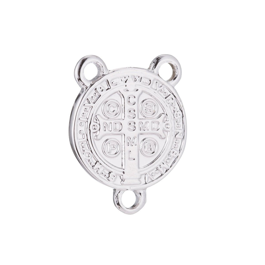 White Gold Rosary Centerpiece, Double Sided, Cross, Sentia, Rosary Making Supply, Necklace Pendant, Findings for Jewelry Making F-196 - DLUXCA