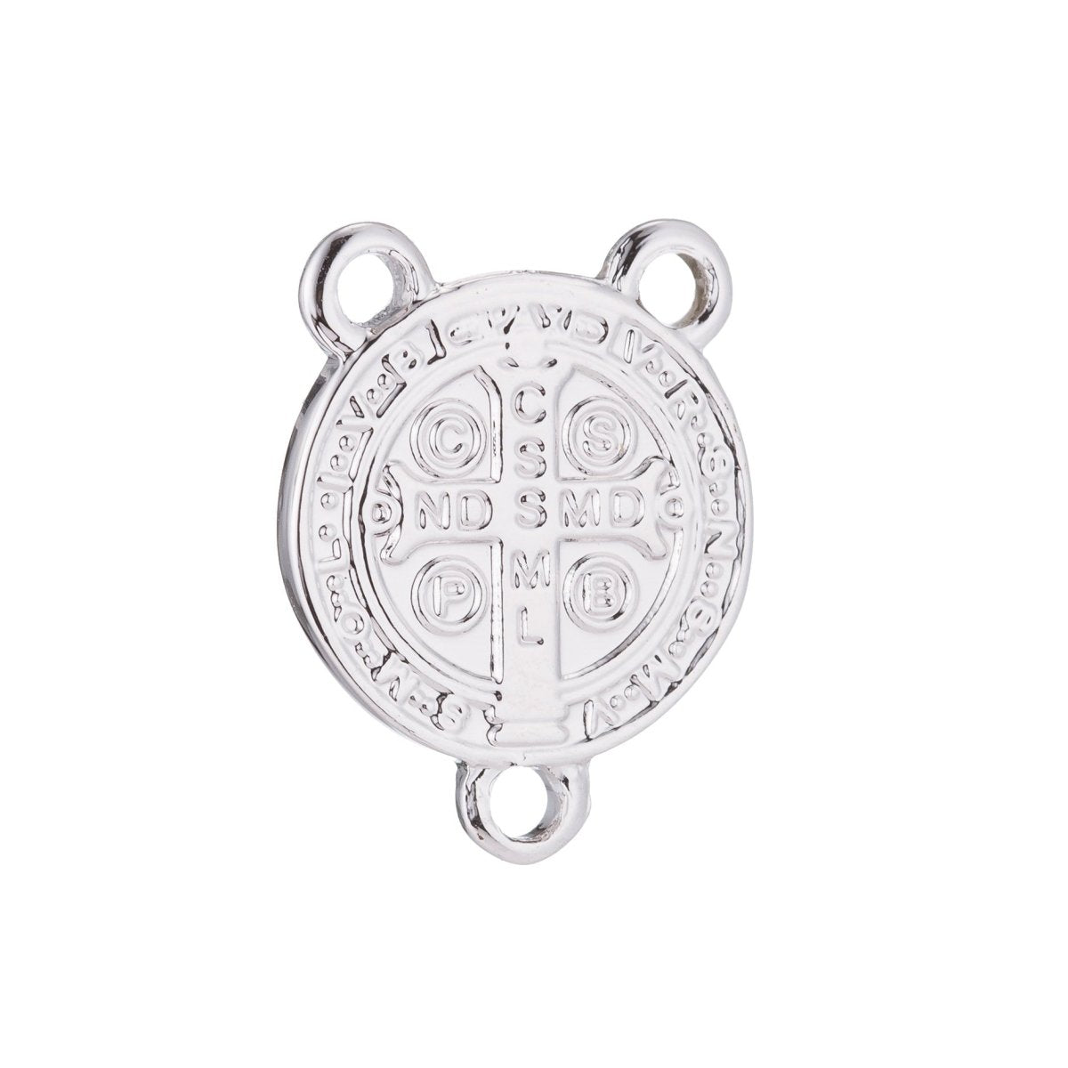White Gold Rosary Centerpiece, Double Sided, Cross, Sentia, Rosary Making Supply, Necklace Pendant, Findings for Jewelry Making F-196 - DLUXCA