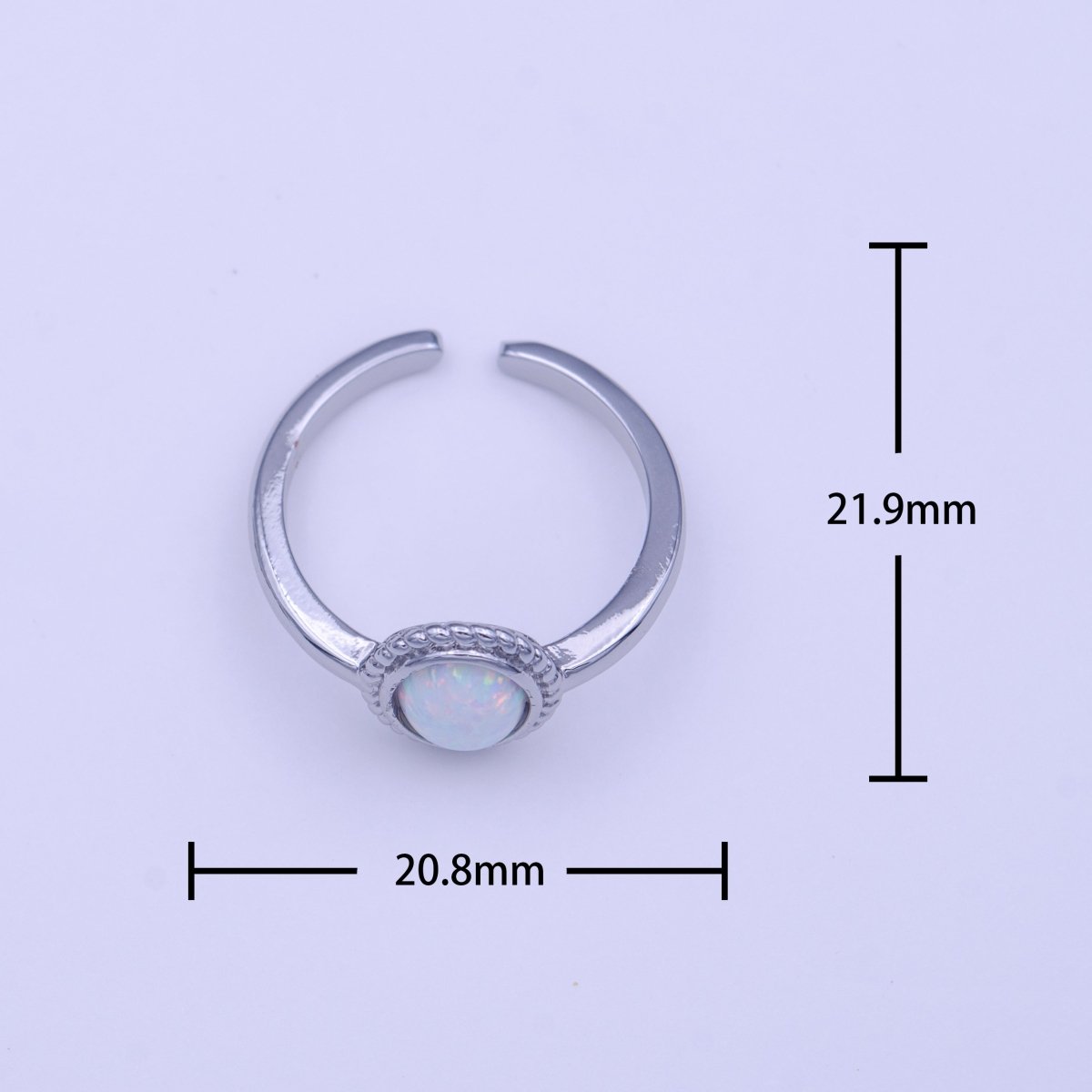 White Opal Braided Oval Minimalist Silver Ring | Y-426 - DLUXCA