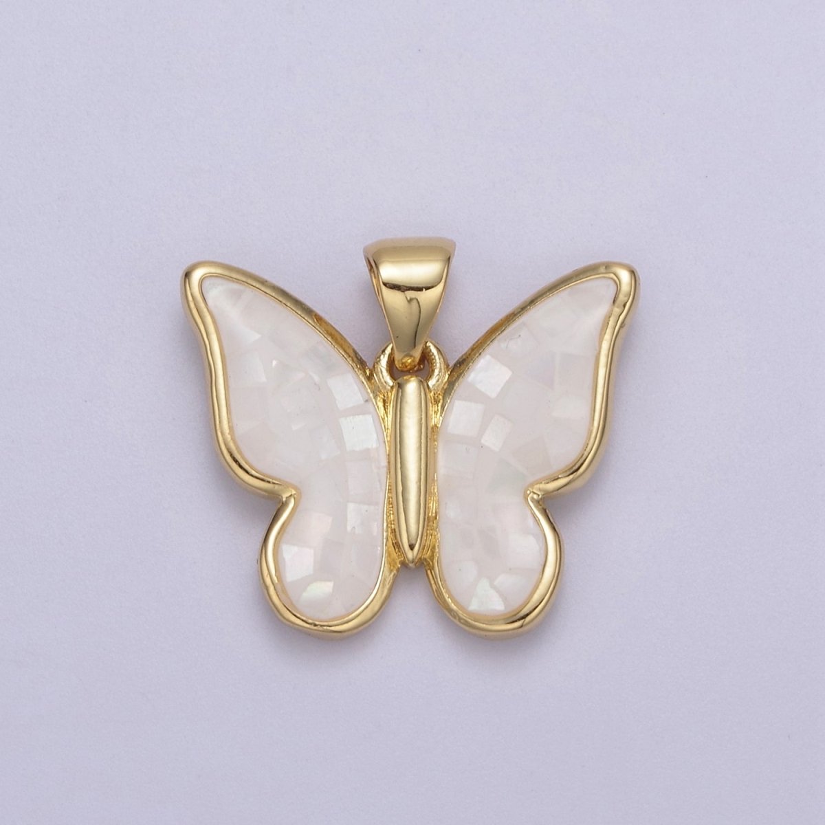 White / Pink / Blue / Green Opal Mariposa Butterfly Charm for Necklace, Dainty Butterfly Pendant for Jewelry Making Supply in Gold plated H-583 H-587 H-589 H-596 - DLUXCA