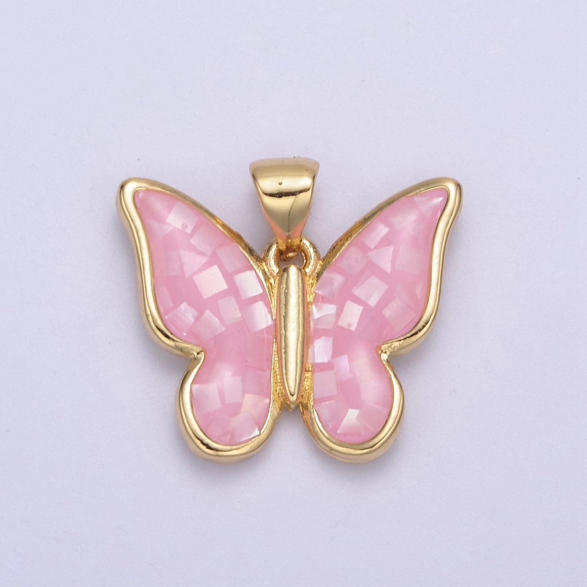 White / Pink / Blue / Green Opal Mariposa Butterfly Charm for Necklace, Dainty Butterfly Pendant for Jewelry Making Supply in Gold plated H-583 H-587 H-589 H-596 - DLUXCA