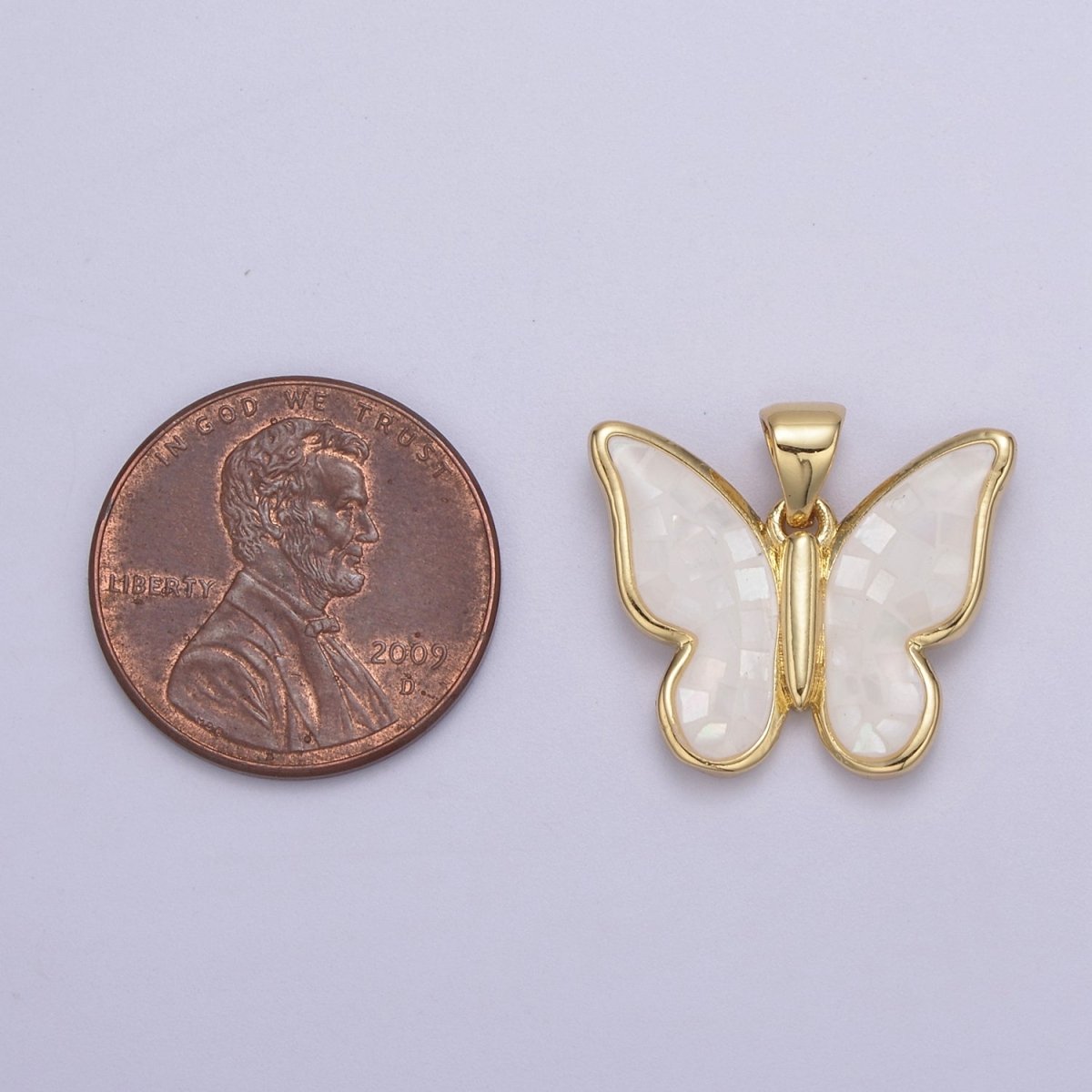 White / Pink / Blue / Green Opal Mariposa Butterfly Charm for Necklace, Dainty Butterfly Pendant for Jewelry Making Supply in Gold plated H-583 H-587 H-589 H-596 - DLUXCA