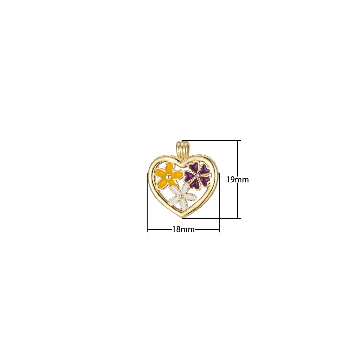 White Yellow Wine Flowers in Heart Gold plated Pendants J-839 - DLUXCA