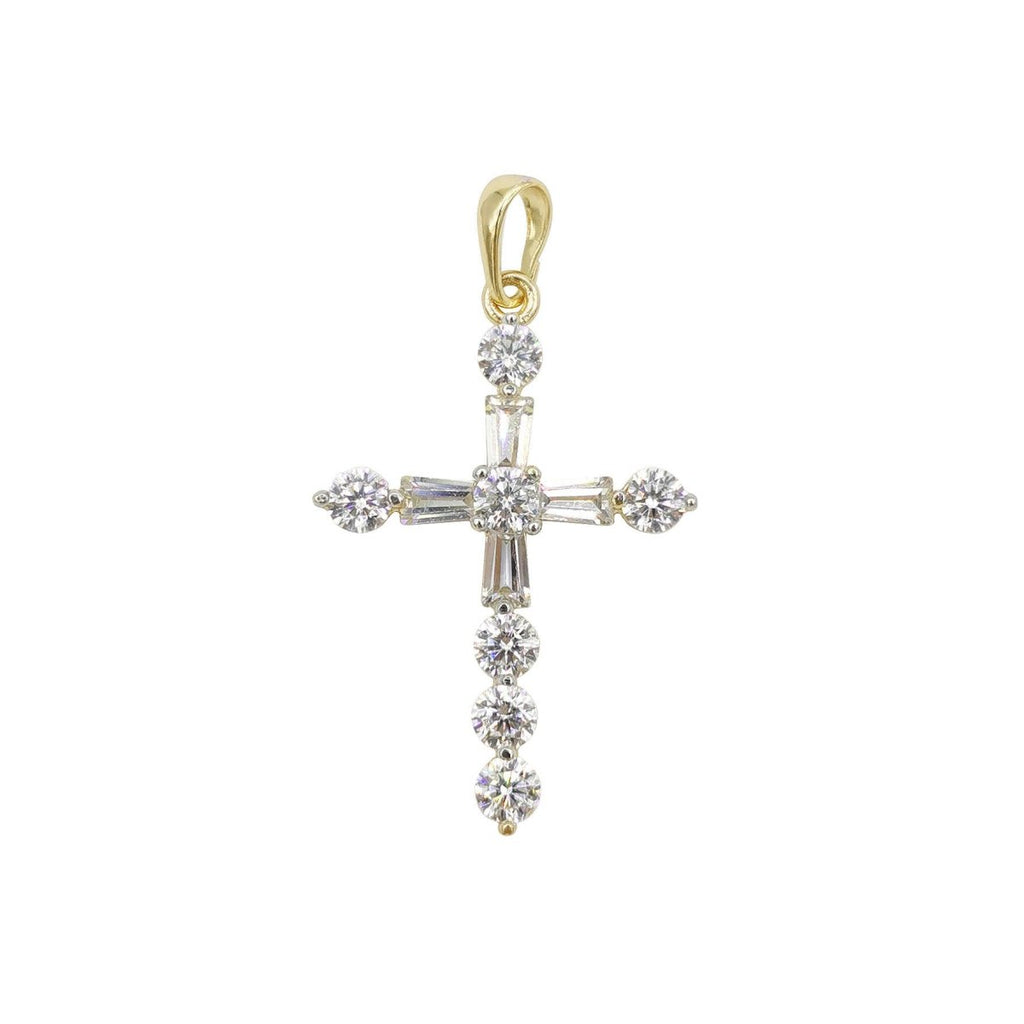 Wholesale 14K Gold plated Cross Pendant with Cubic Zirconia Crystal Rhinestones, Christian Pendant for Necklace Jewelry Making H-628 H-883 - DLUXCA