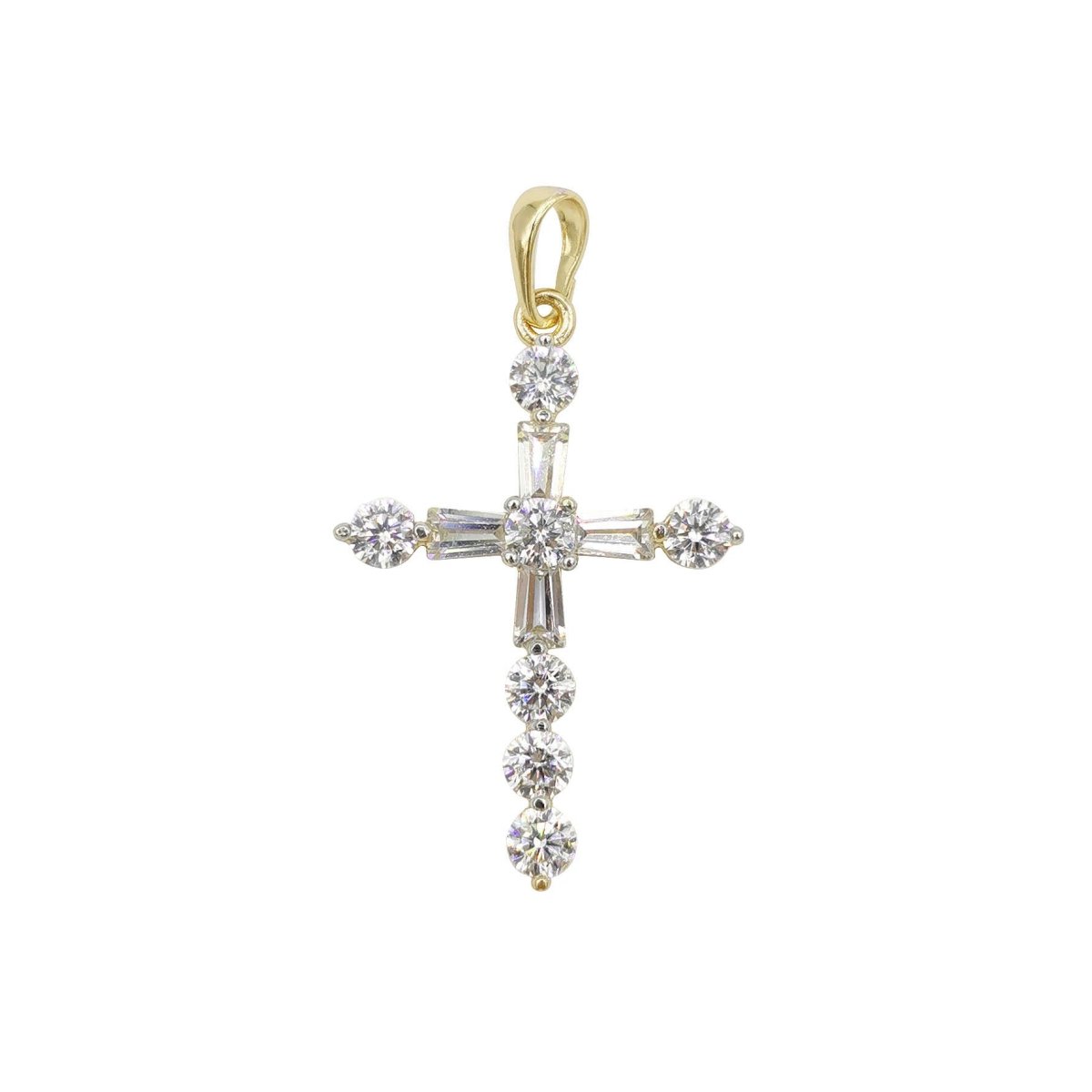 Wholesale 14K Gold plated Cross Pendant with Cubic Zirconia Crystal Rhinestones, Christian Pendant for Necklace Jewelry Making H-628 H-883 - DLUXCA