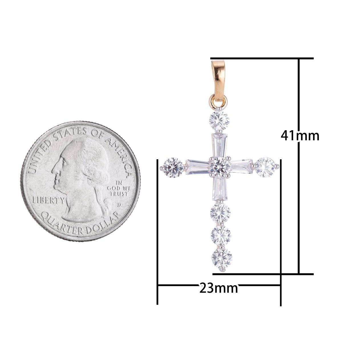 Wholesale 14K Gold plated Cross Pendant with Cubic Zirconia Crystal Rhinestones, Christian Pendant for Necklace Jewelry Making H-628 H-883 - DLUXCA