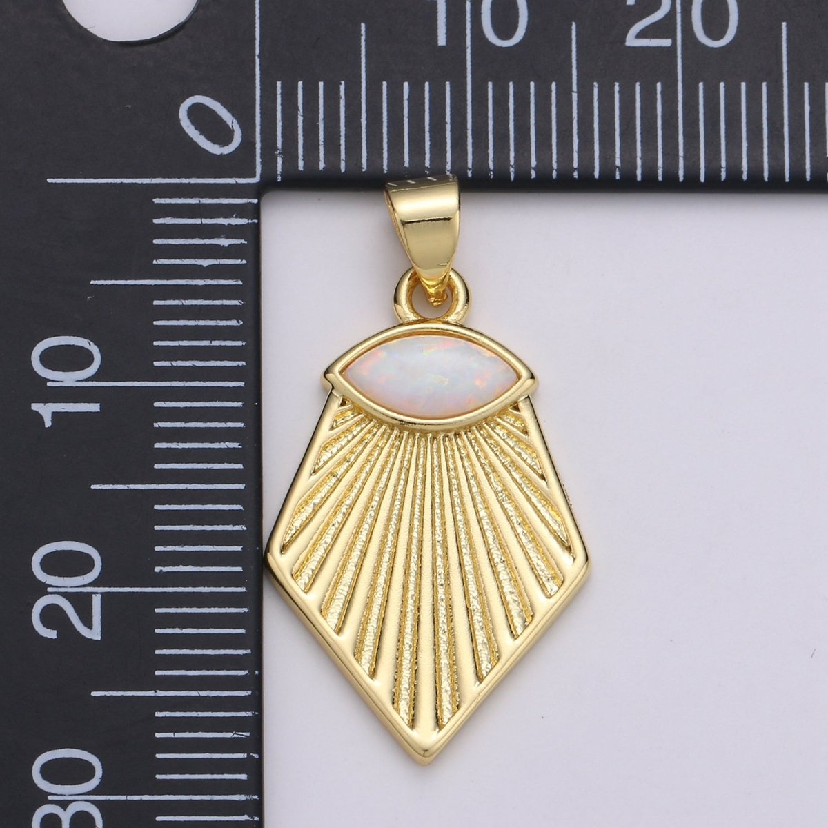 Wholesale Gold plated Opal Pendant, Evil Eye Shining Light Pendant for Necklace Component J-215 - DLUXCA