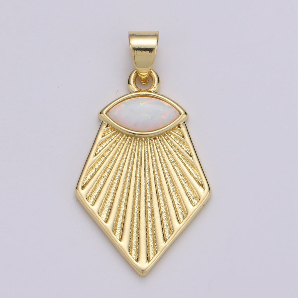 Wholesale Gold plated Opal Pendant, Evil Eye Shining Light Pendant for Necklace Component J-215 - DLUXCA