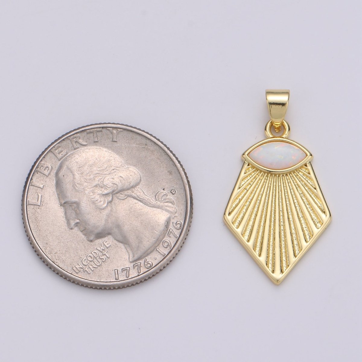 Wholesale Gold plated Opal Pendant, Evil Eye Shining Light Pendant for Necklace Component J-215 - DLUXCA