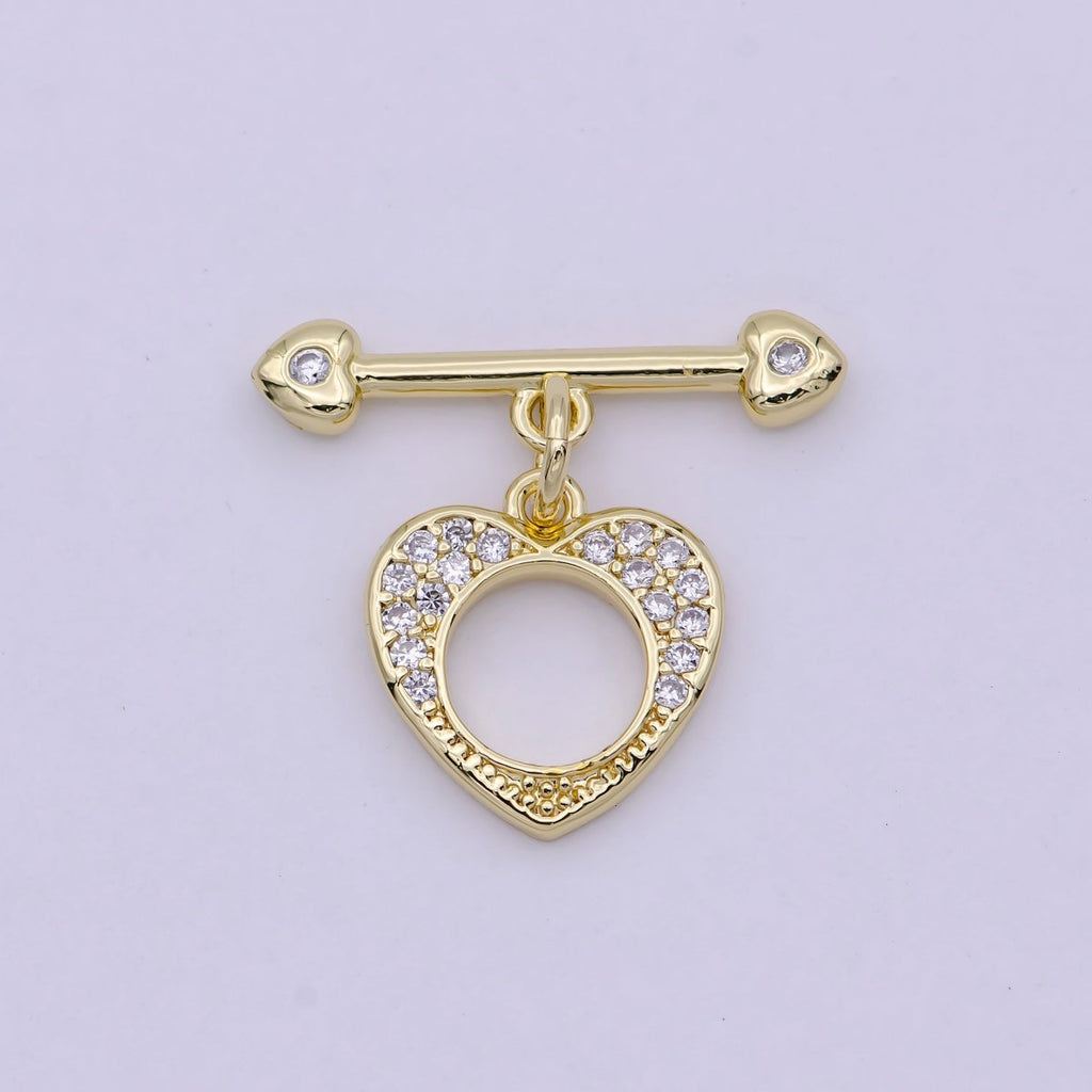 Wholesale Gold Toggle Clasp, Heart OT Clasp Fancy Design OT Clasp Bulk Supply for Bracelet Necklace Component L-621 - DLUXCA