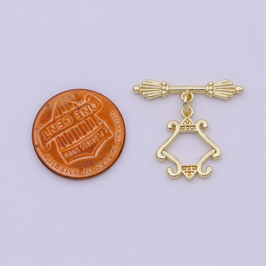 Wholesale Gold Toggle Clasp, Vintage OT Clasp Fancy Design OT Clasp Bulk Supply for Bracelet Necklace Component L-625 - DLUXCA
