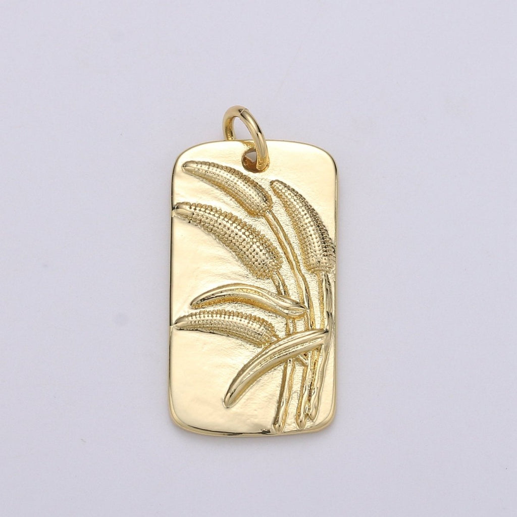 Wild Flower Charms, Gold Flower Pendant, Dainty Flower Charm, Small Tag Charm for Necklace Floral Flower Jewelry in 14k gold plated D-752 - DLUXCA