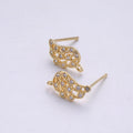 Wing Stud Earring Charm • 24k Gold plated• Micro Pave angel wing • Jewelry Making Supplies • Open Link for Jewelry Making Supply K-411 PAIR - DLUXCA