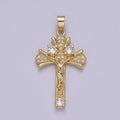 Yellow Gold Jesus Crucifix Micro Pave Gold Crucifix, Cz Cross Pendant, Jesus Christ N-598 - DLUXCA