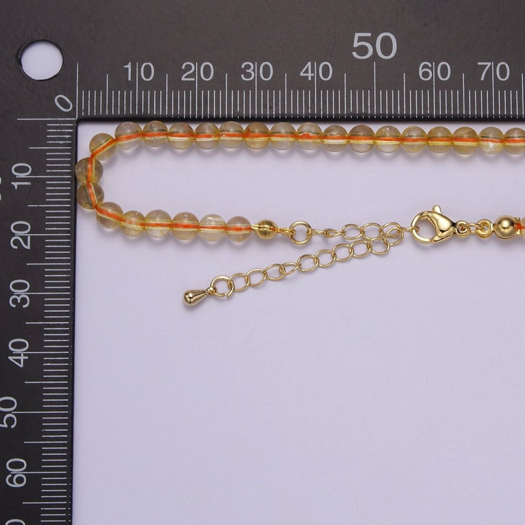 Yellow Quartz Bead Necklace for Layering Jewelry | WA-877 Clearance Pricing - DLUXCA