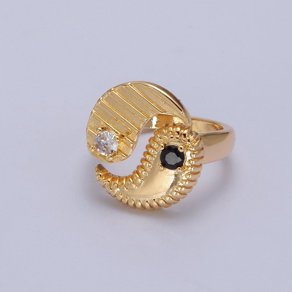 Yin Yang Ring, Adjustable Trendy Yin Yang Ring, Gold Plated, Statement Ring, Trendy Rings O2146 O2147