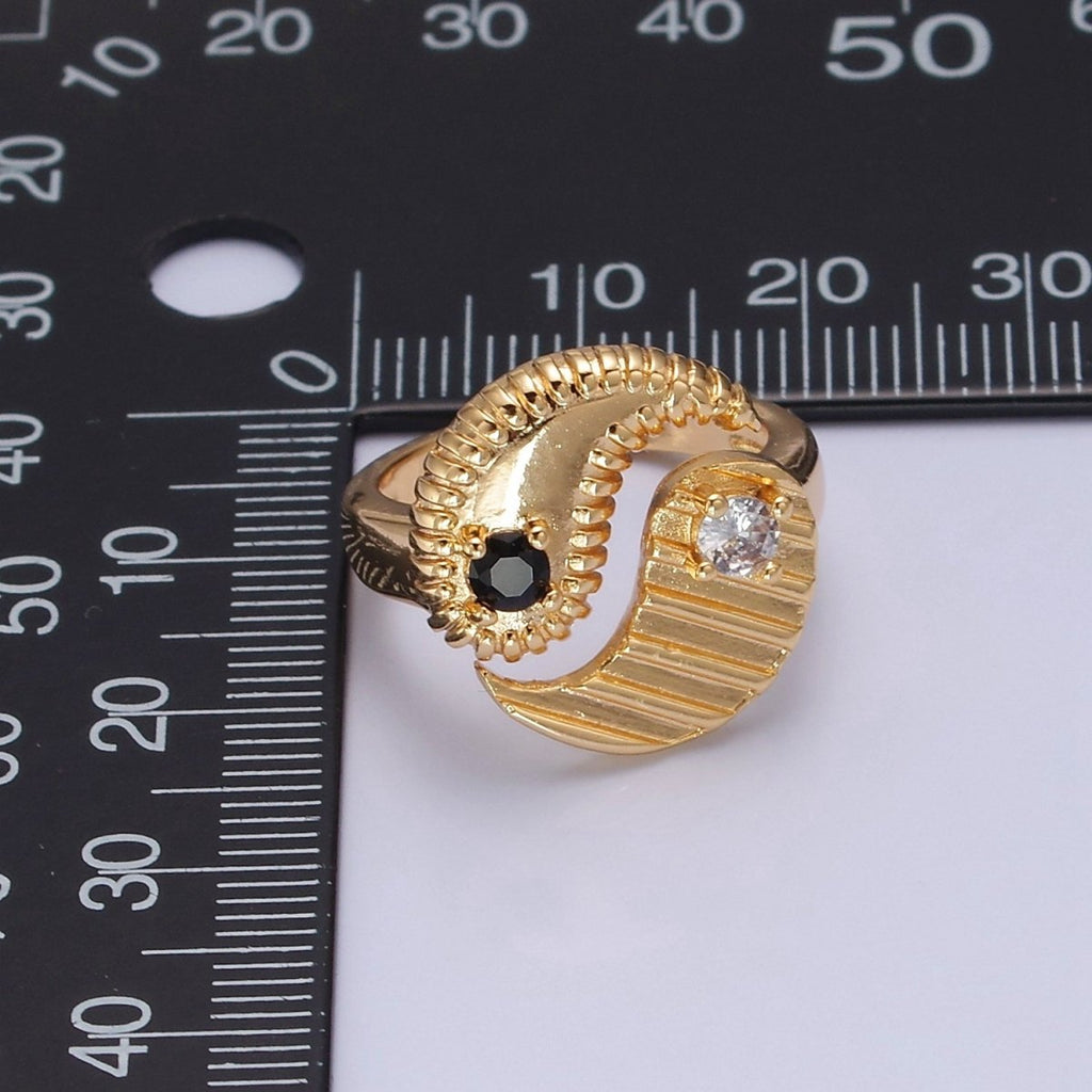 Yin Yang Ring, Adjustable Trendy Yin Yang Ring, Gold Plated, Statement Ring, Trendy Rings O2146 O2147