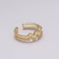Zig zag stacking Ring Gold, 24K gold plated wave stacking ring, zig zag ring, thin stacking ring gold Open Adjustable U-121 - DLUXCA