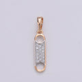 Zipper Charm Rose Gold plated Pendant Dangle Charm cubic zirconia Charm for Necklace Component, J-100 - DLUXCA