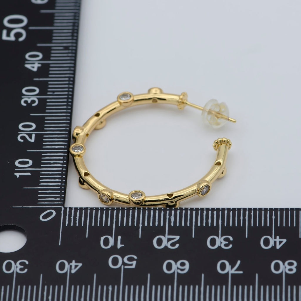 Zirconia hoop earring - Cz hoop - -Hypoallergenic earring -Dainty earring - Minimalist jewelry- Delicate earring P-260 P-261 P-262 - DLUXCA
