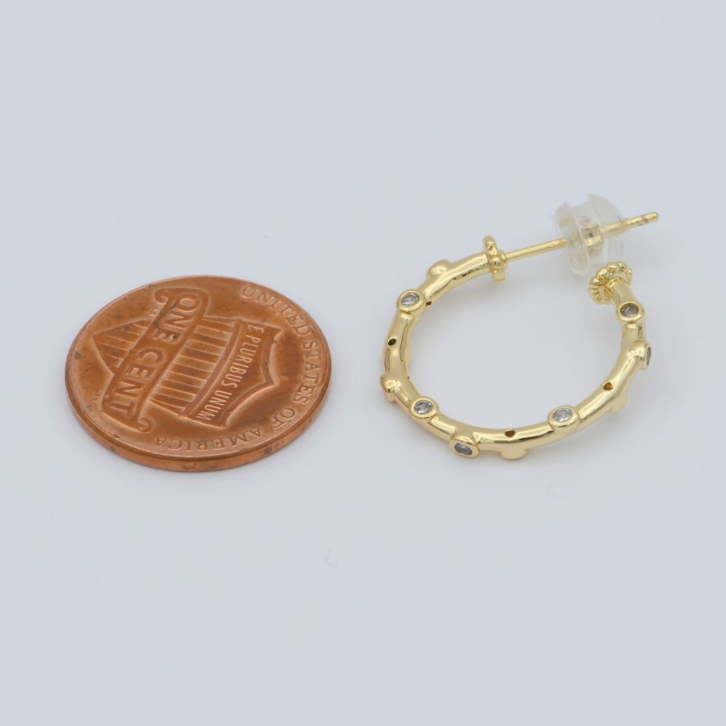 Zirconia hoop earring - Cz hoop - -Hypoallergenic earring -Dainty earring - Minimalist jewelry- Delicate earring P-260 P-261 P-262 - DLUXCA