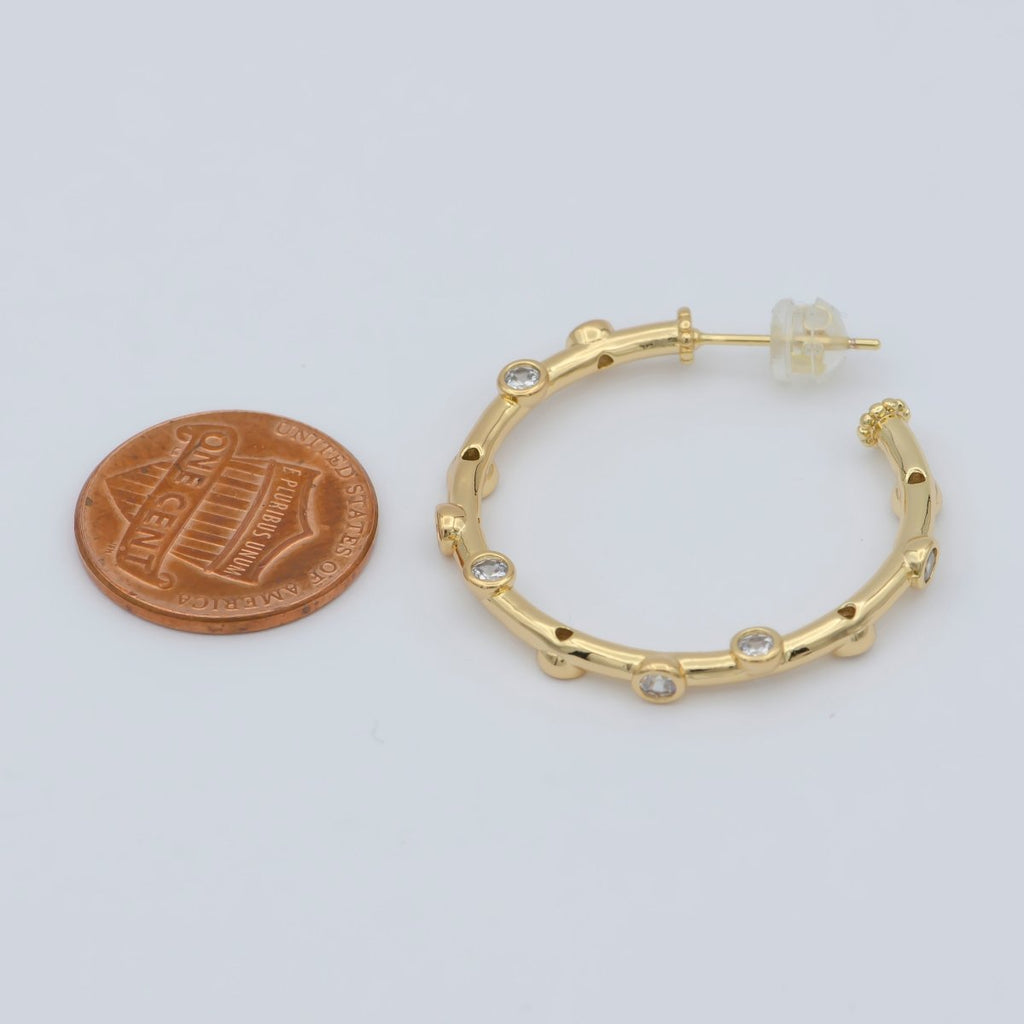 Zirconia hoop earring - Cz hoop - -Hypoallergenic earring -Dainty earring - Minimalist jewelry- Delicate earring P-260 P-261 P-262 - DLUXCA