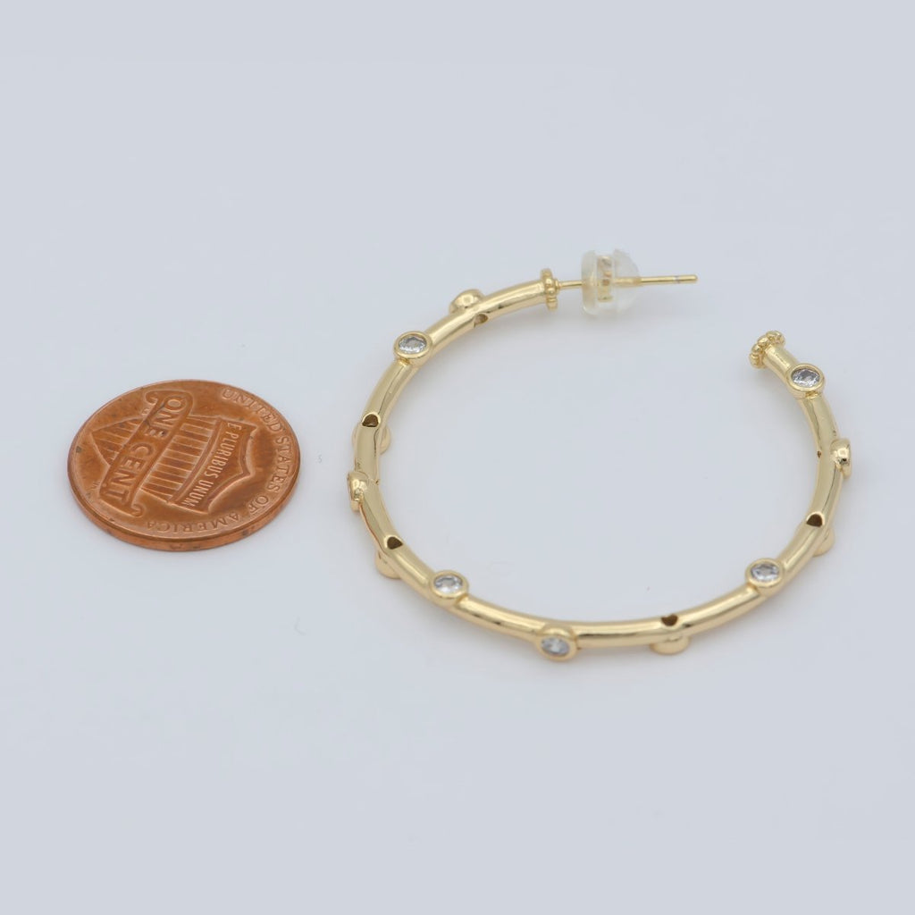 Zirconia hoop earring - Cz hoop - -Hypoallergenic earring -Dainty earring - Minimalist jewelry- Delicate earring P-260 P-261 P-262 - DLUXCA