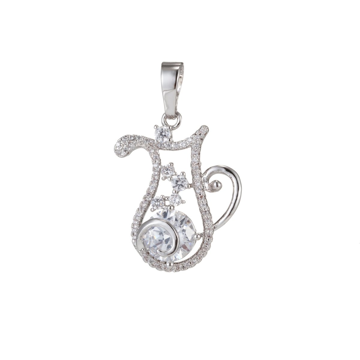 Zodiac Sign Aries Taurus Gemini Cancer Leo Virgo Libra Scorpio Sagittarius Capricorn Aquarius Pisces Gold plated Silver Cubic Zircon Crystal Pendants I-551~I-562