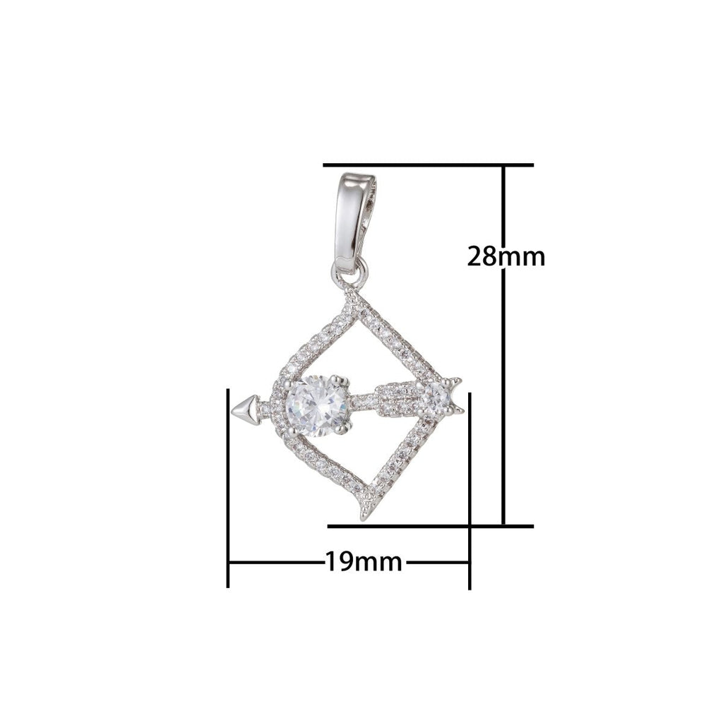 Zodiac Sign Aries Taurus Gemini Cancer Leo Virgo Libra Scorpio Sagittarius Capricorn Aquarius Pisces Gold plated Silver Cubic Zircon Crystal Pendants I-551~I-562