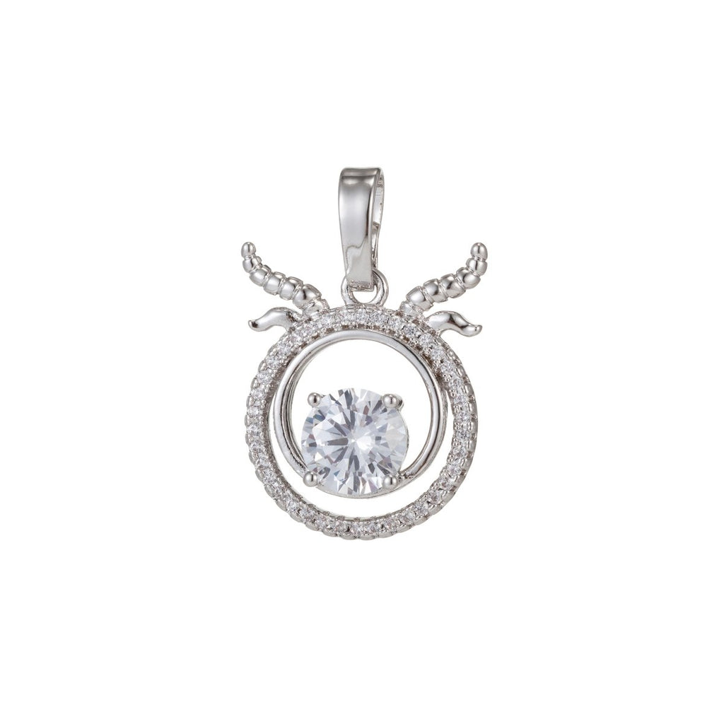Zodiac Sign Aries Taurus Gemini Cancer Leo Virgo Libra Scorpio Sagittarius Capricorn Aquarius Pisces Gold plated Silver Cubic Zircon Crystal Pendants I-551~I-562