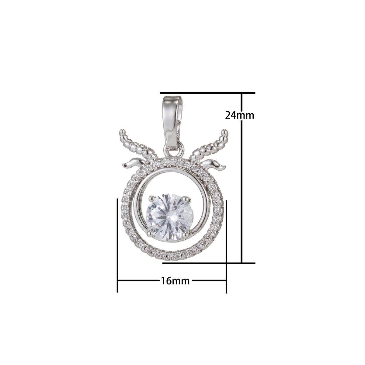 Zodiac Sign Aries Taurus Gemini Cancer Leo Virgo Libra Scorpio Sagittarius Capricorn Aquarius Pisces Gold plated Silver Cubic Zircon Crystal Pendants I-551~I-562